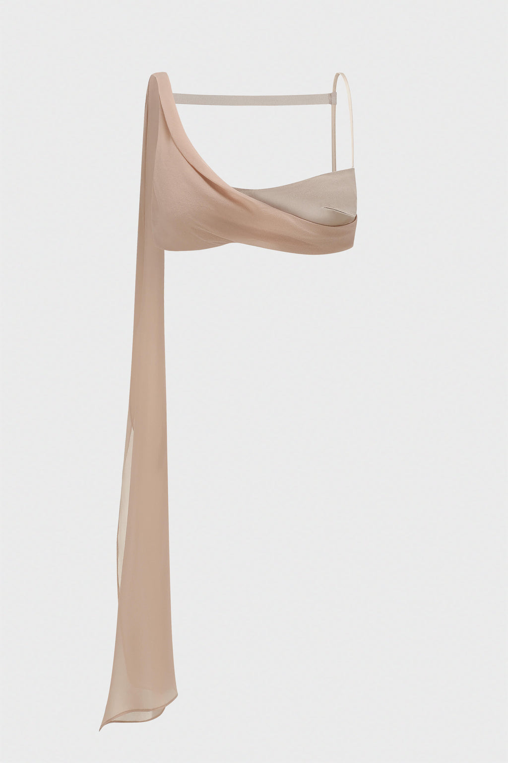 STRAPPY PANELED DRAPED BRA PINK MIST
