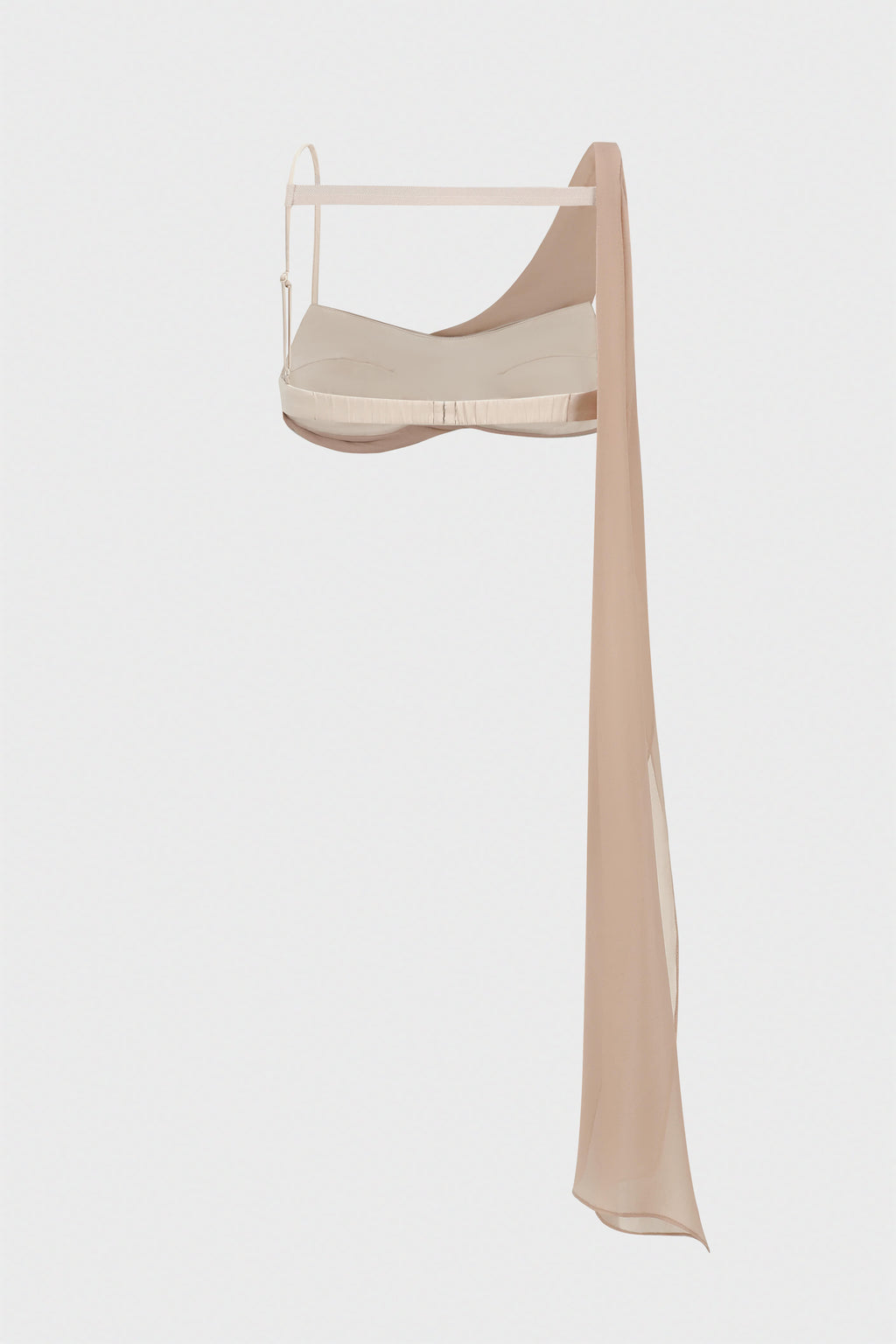 STRAPPY PANELED DRAPED BRA PINK MIST