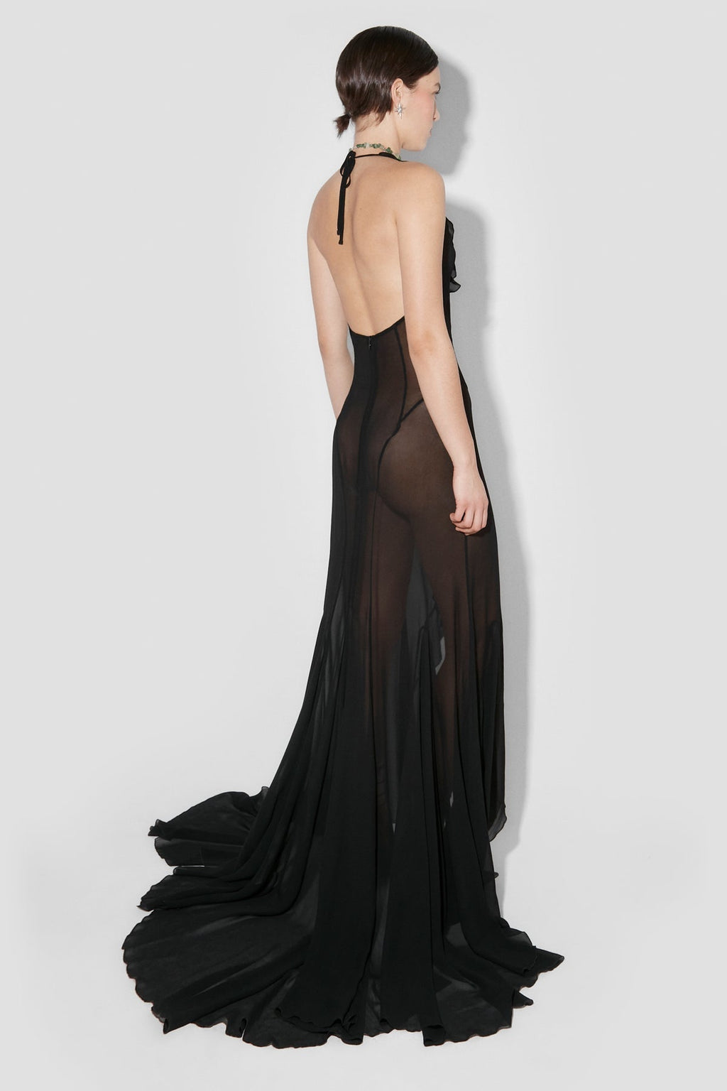 RECYCLED VISCOSE CHIFFON MAXI DRESS