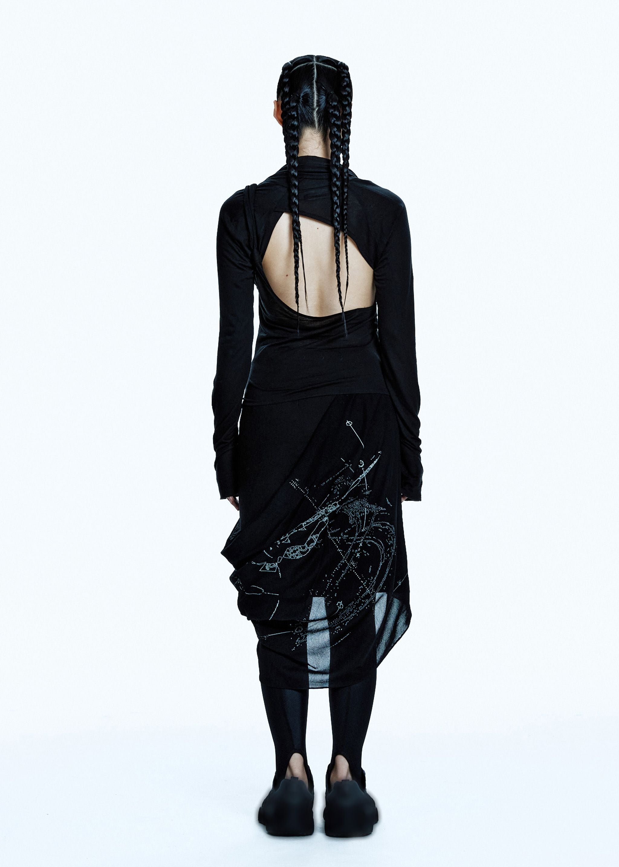 TIED LONG SLEEVE TOP BLACK