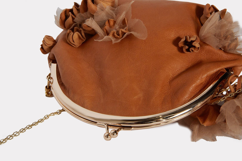 TAN FLORAL PURSE