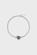 SPIKY ROSE NECKLACE SILVER