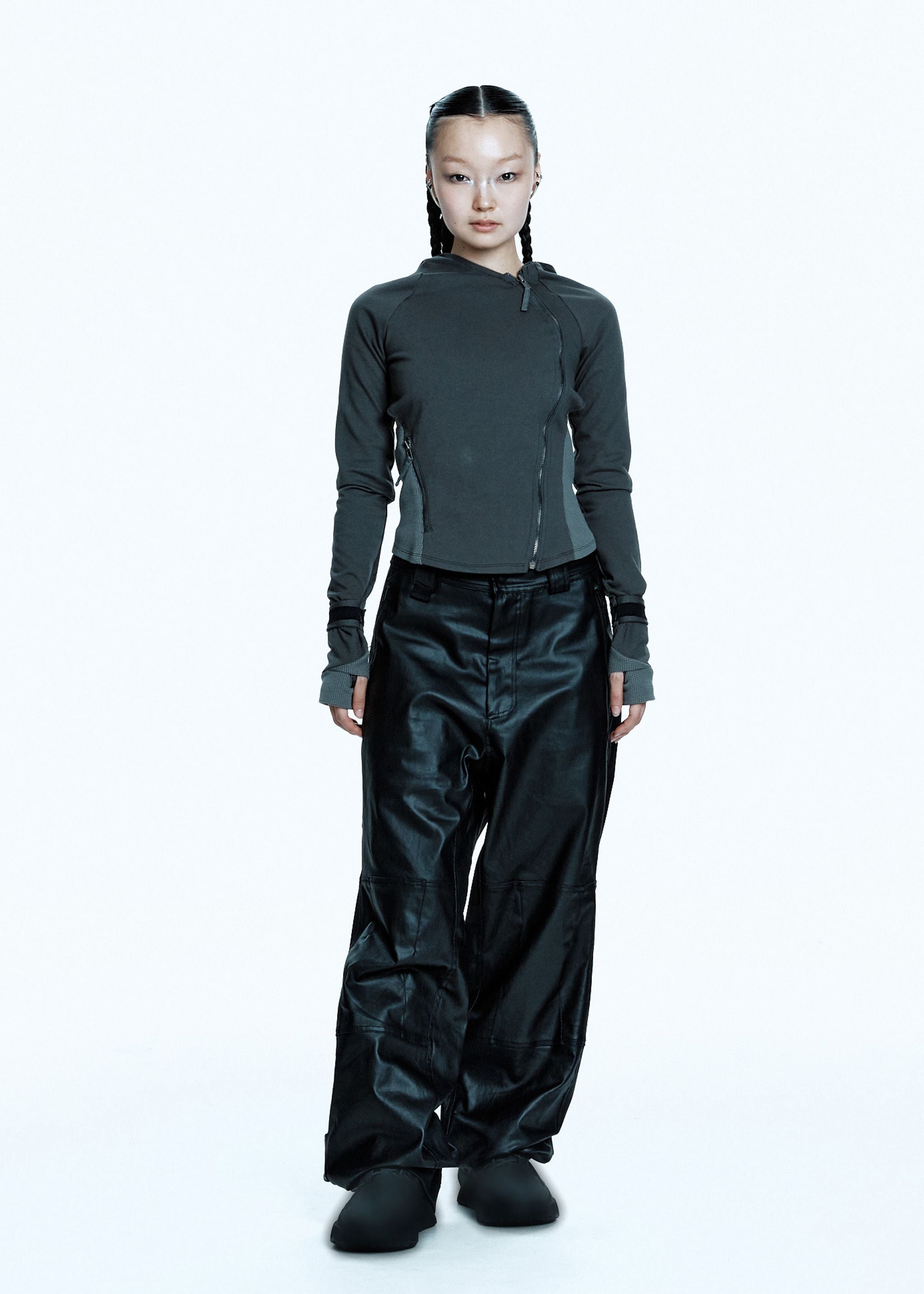 HYEIN SEO - HOODED ASYMMETRIC ZIP TOP DARK GREY – LABSTORE WORLD