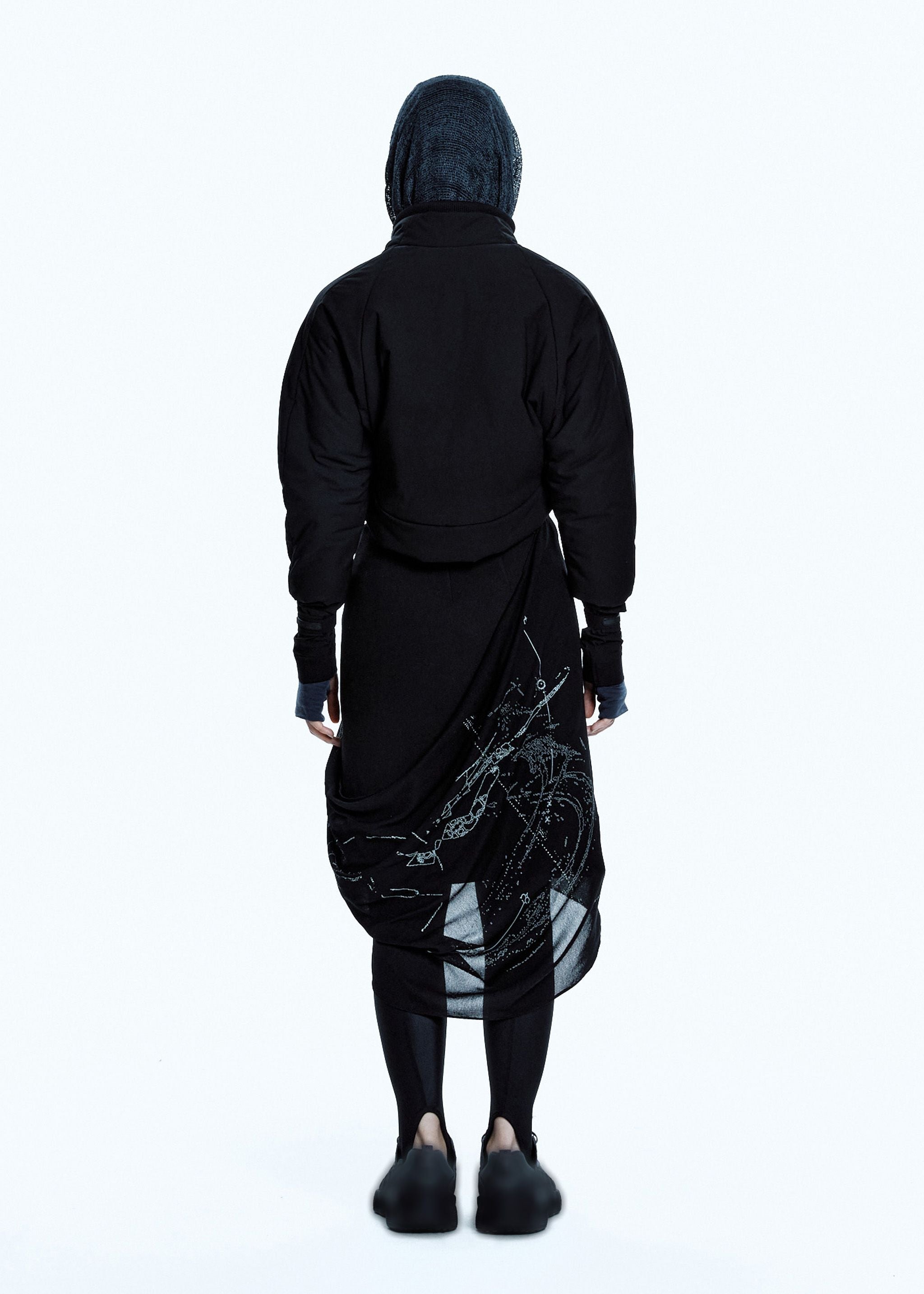 GRAPHIC WRAP SKIRT w/ GARTER BELT