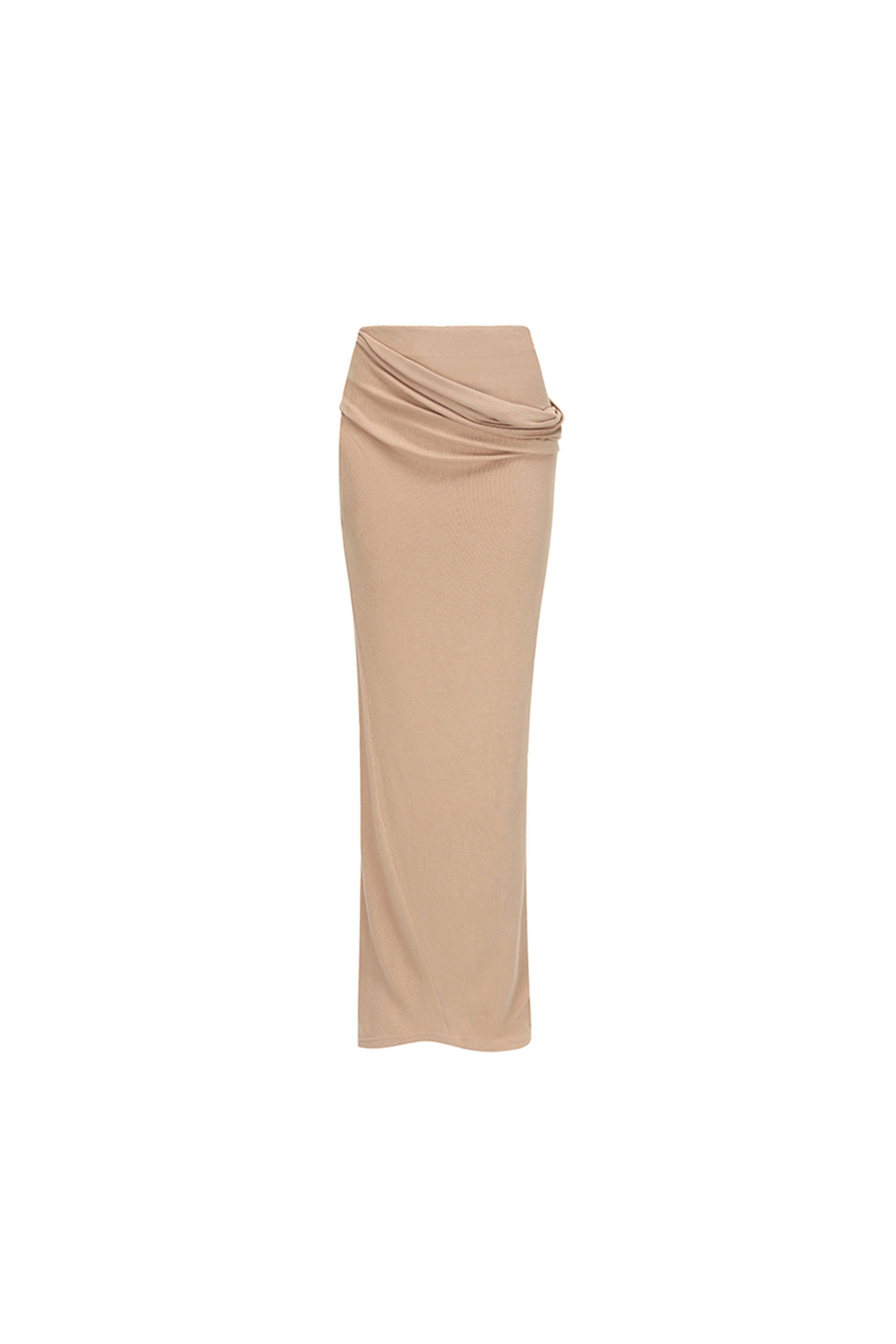 RIB DRAPED SKIRT SHELL PINK