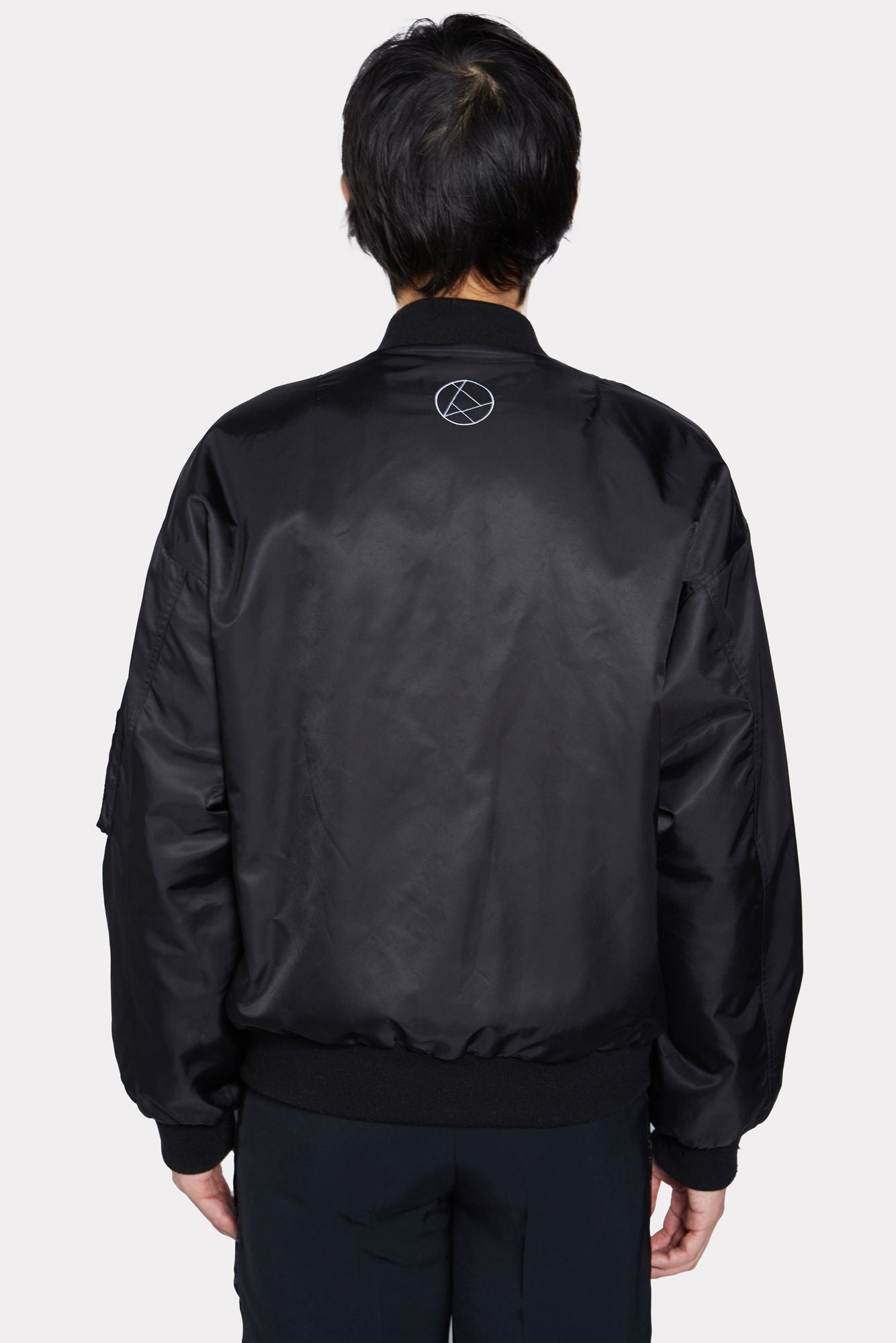 BLACK UNISEX REVERSIBLE MINK FUR BOMBER W/ LOGO