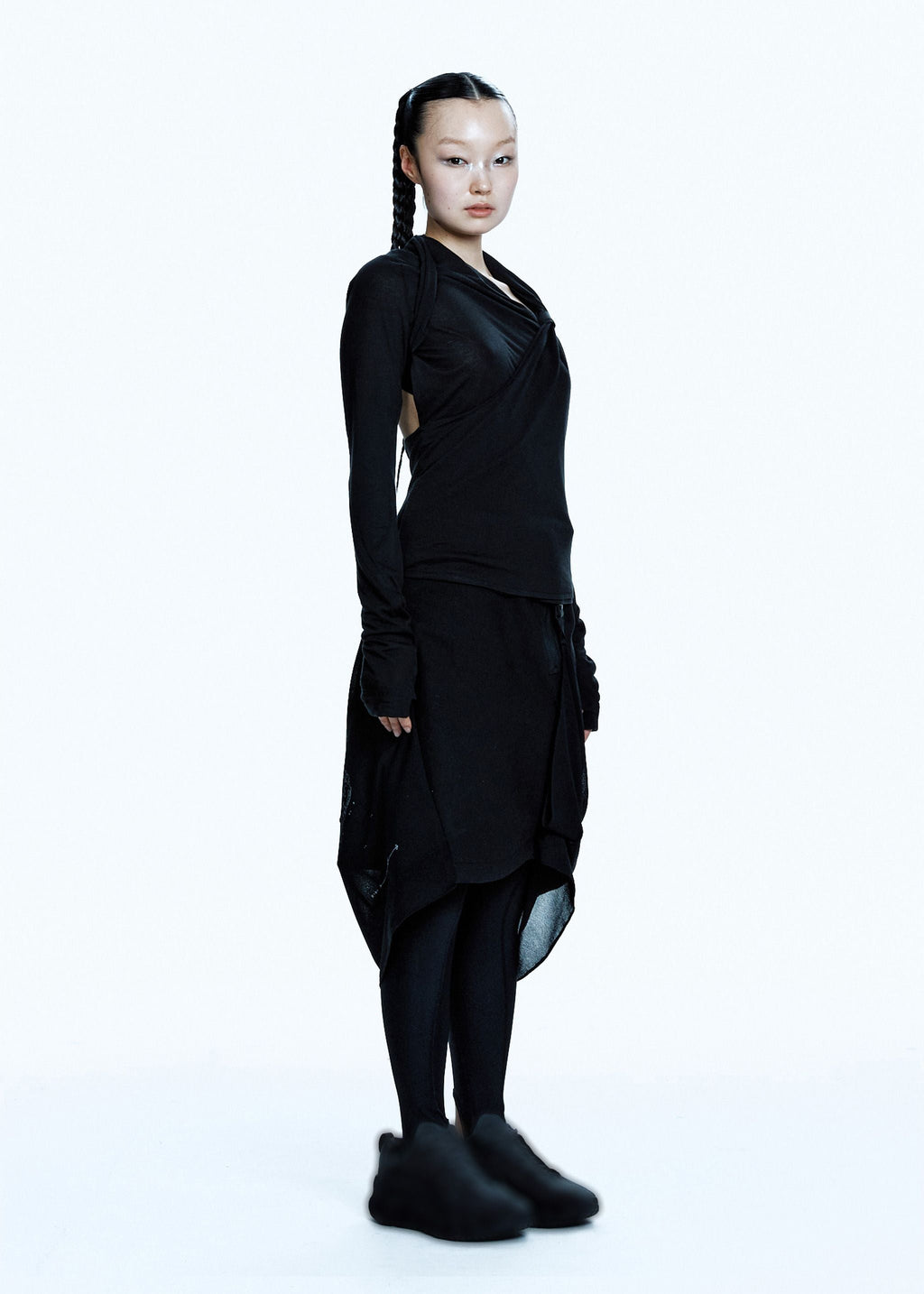 TIED LONG SLEEVE TOP BLACK