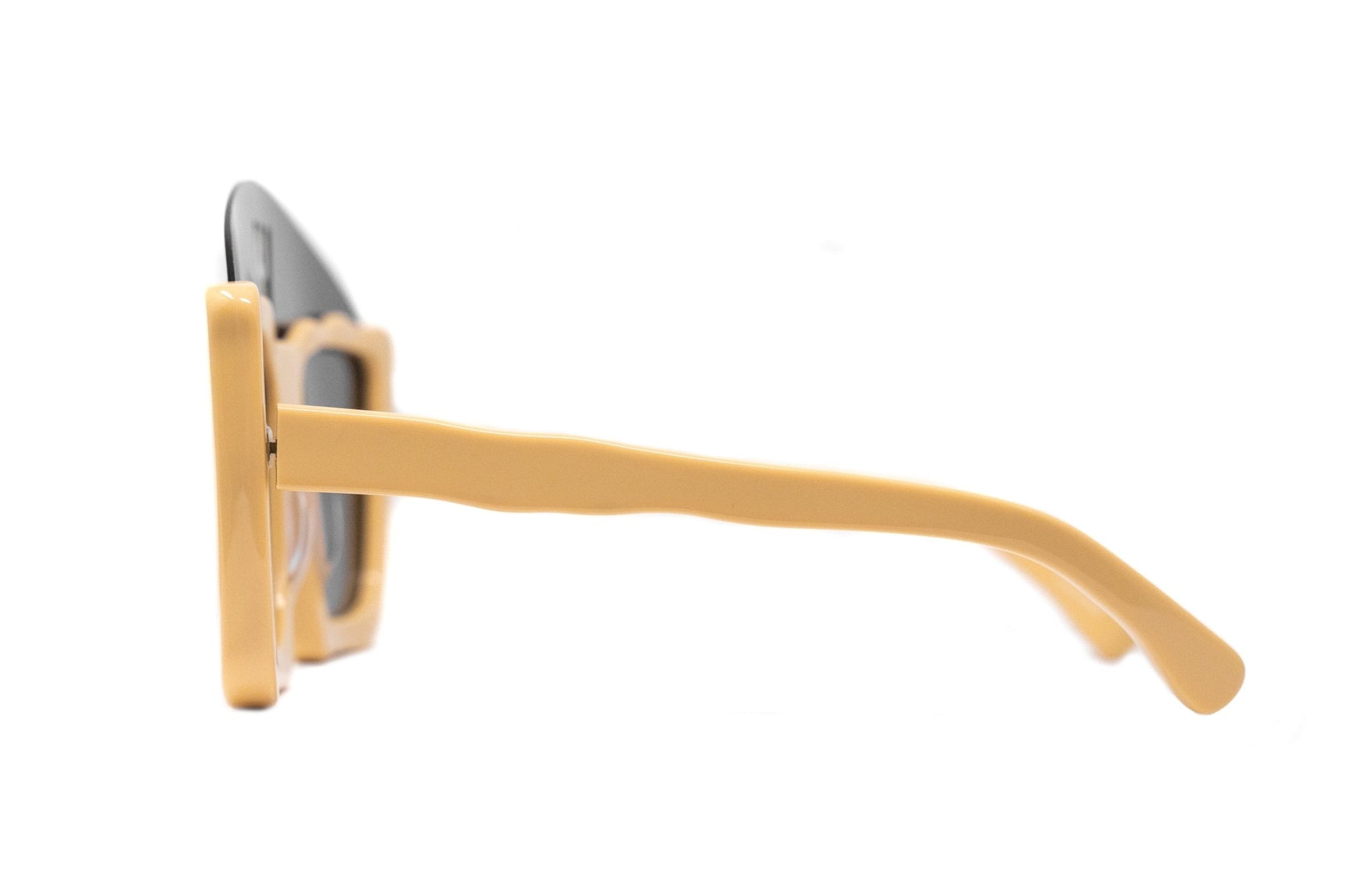 LINDA FARROW × WALTER VAN BEIRENDONCK CREAM SQUARE SUNGLASSES