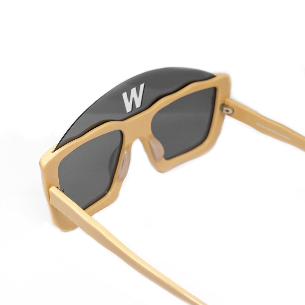 LINDA FARROW × WALTER VAN BEIRENDONCK CREAM SQUARE SUNGLASSES