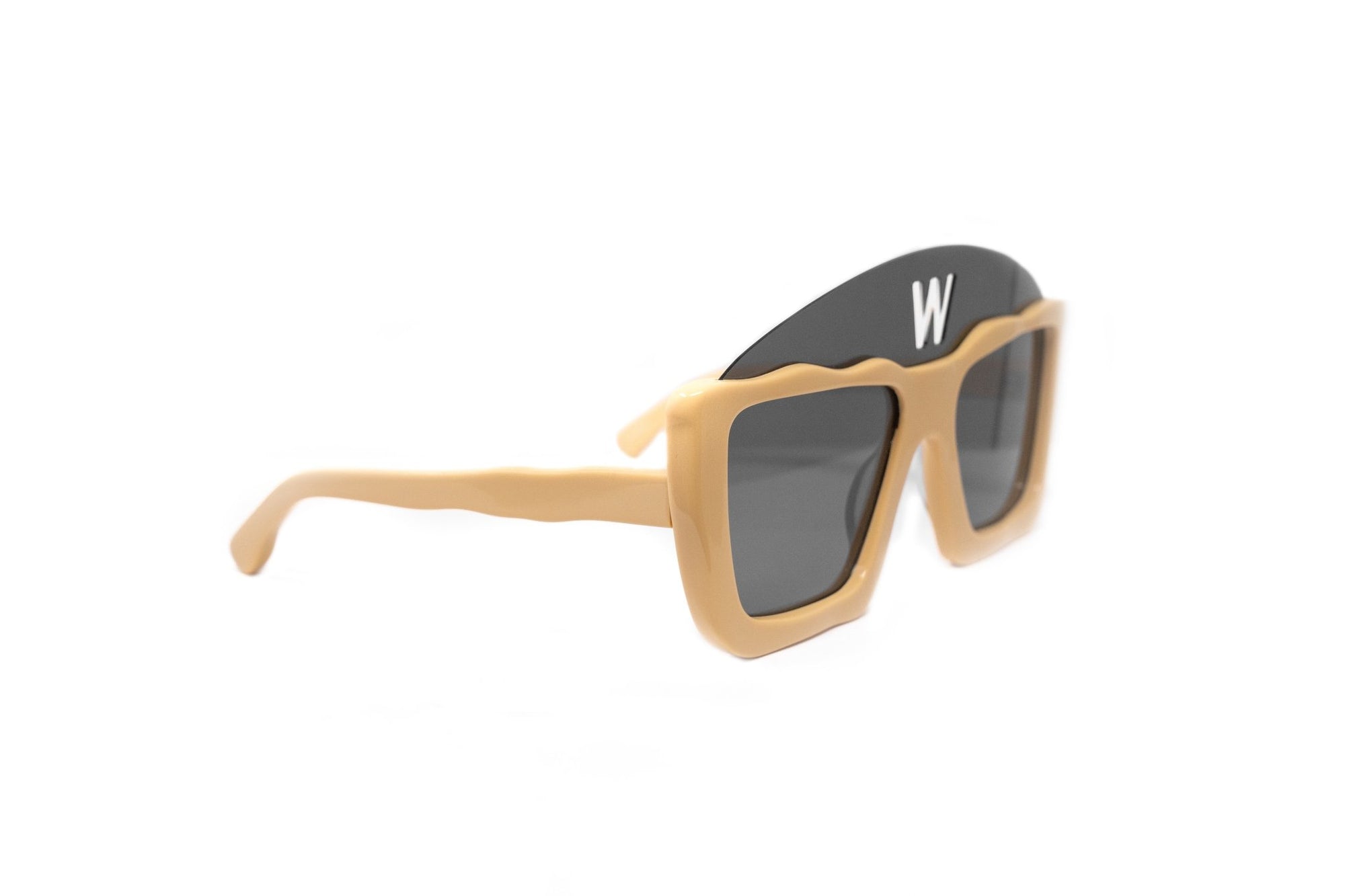 LINDA FARROW × WALTER VAN BEIRENDONCK CREAM SQUARE SUNGLASSES