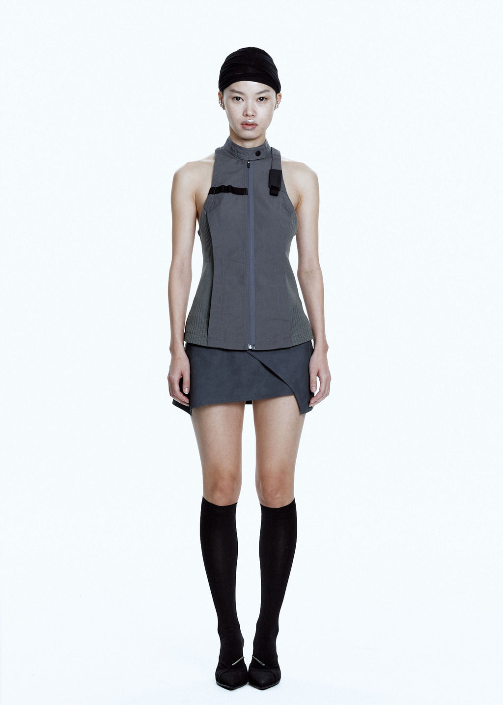 DOUBLE LAYER MOTO JACKET CHARCOAL