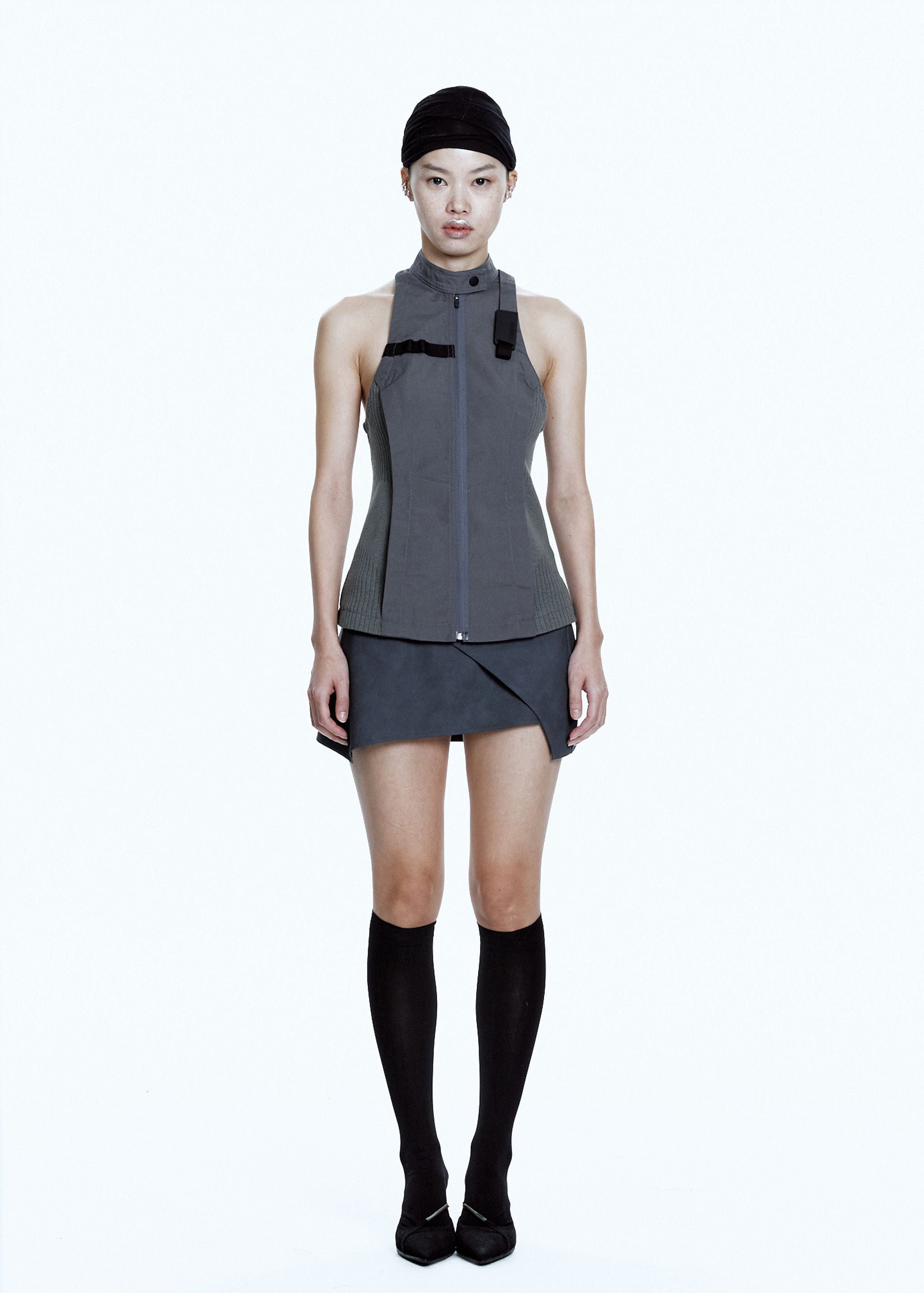 DOUBLE LAYER MOTO JACKET CHARCOAL